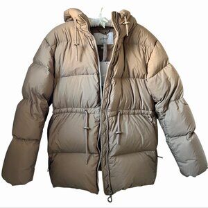 Aritzia Women's Laramie Puffer Tan Cinched Waist Coat